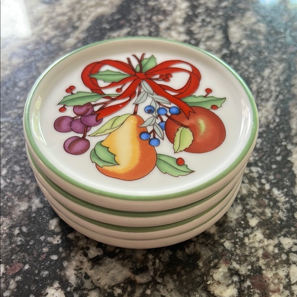Dansk Holiday Harvest Ceramic Coasters-Set of 4